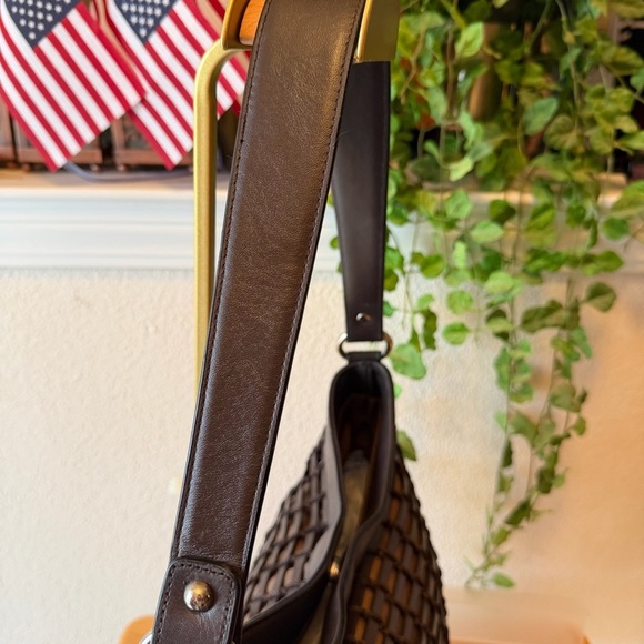Talbots Dark Brown Leather Woven Shoulder Bag - Picture 5 of 6